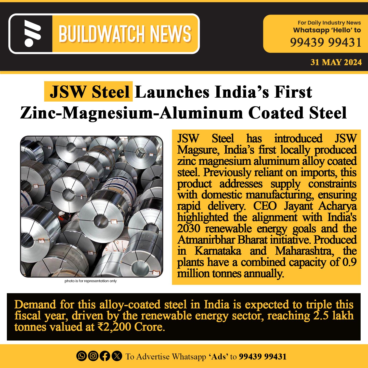 JSW STEEL - BuildWatch News